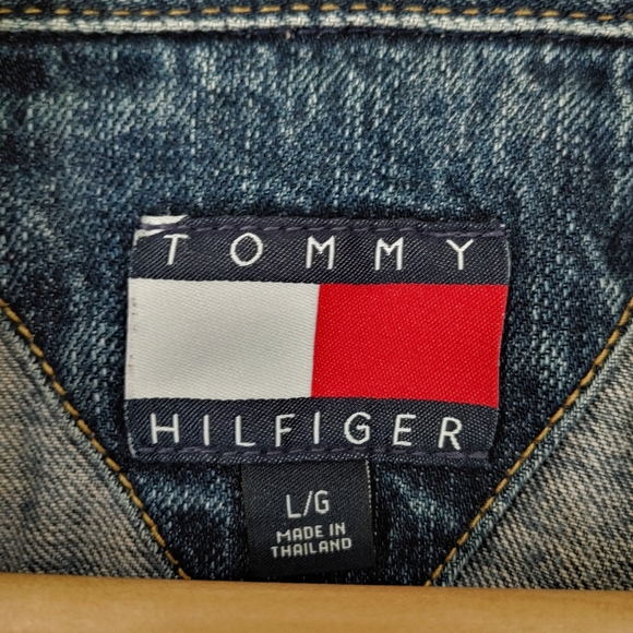 Vintage Tommy Hilfiger Trucker Jean Jacket Size Large Blue Denim - Picture 14 of 15